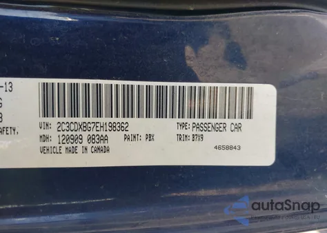 2014 Dodge Charger Se из США, поврежденный, VIN 2C3CDXBG7EH198362